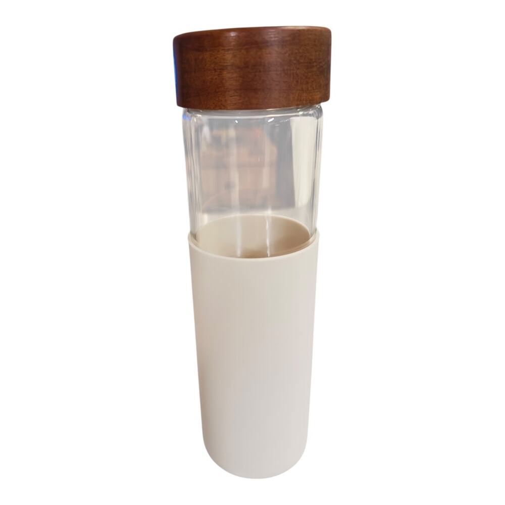 NEW 16 oz. Neutral Water Bottle with Wooden Cap and Silicon Grip Protector